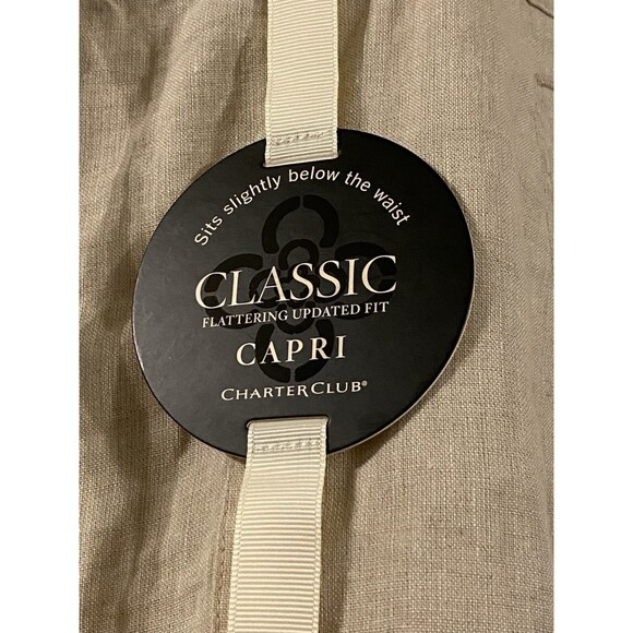 New Charter Club Classic Fit Linen Pull On Drawstring Capri Pants Women’s 12 - Picture 5 of 16
